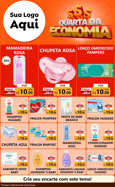 Modelo de Encarte para Encarte Grande com o tema Quarta da Economia para Bebês
