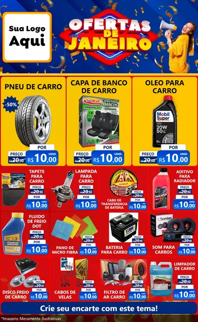 Modelo de Encarte para Encarte Grande com o tema Ofertas de Janeiro para Auto peças