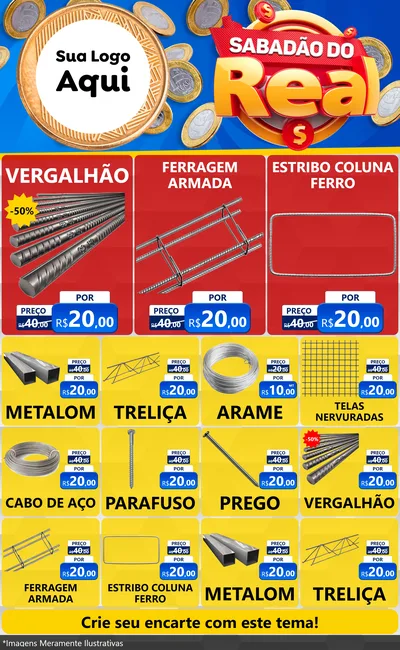 Modelo de Encarte para Encarte Grande com o tema Sabadão do Real para Ferragens