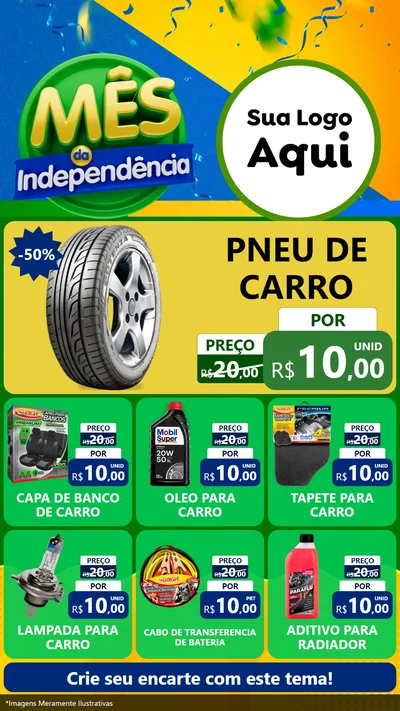 Modelo de Rede Social para Stories com o tema Mês da Independência para Auto peças