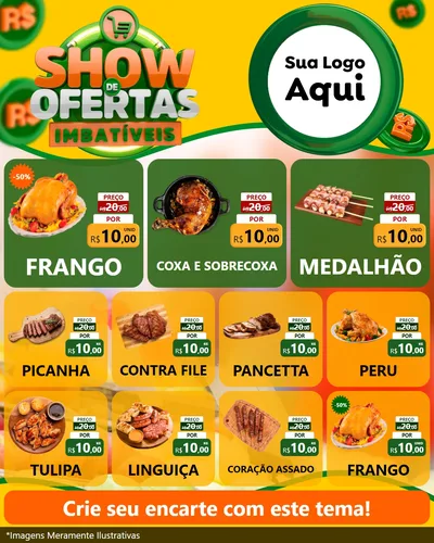 Modelo de Rede Social para Feed Instagram com o tema Show de Ofertas Imbatíveis para Assados