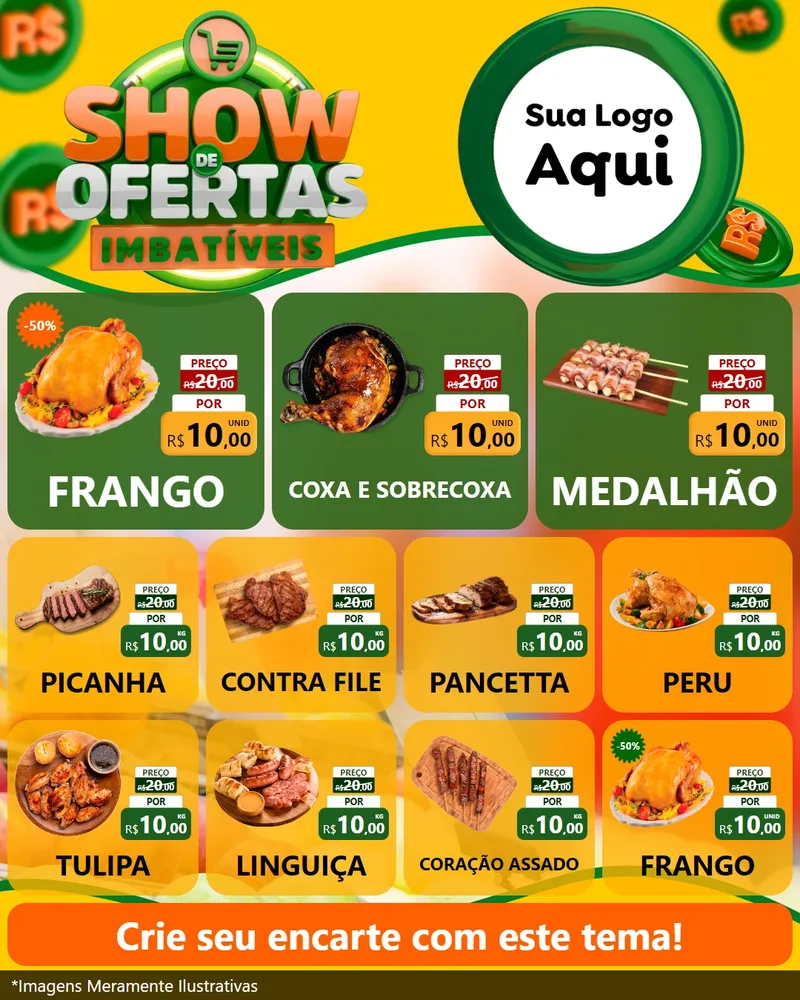 Modelo de Rede Social para Feed Instagram com o tema Show de Ofertas Imbatíveis para Assados