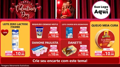 Modelo de TV para TV Horizontal com o tema Valentine's Day para Frios e Laticínios
