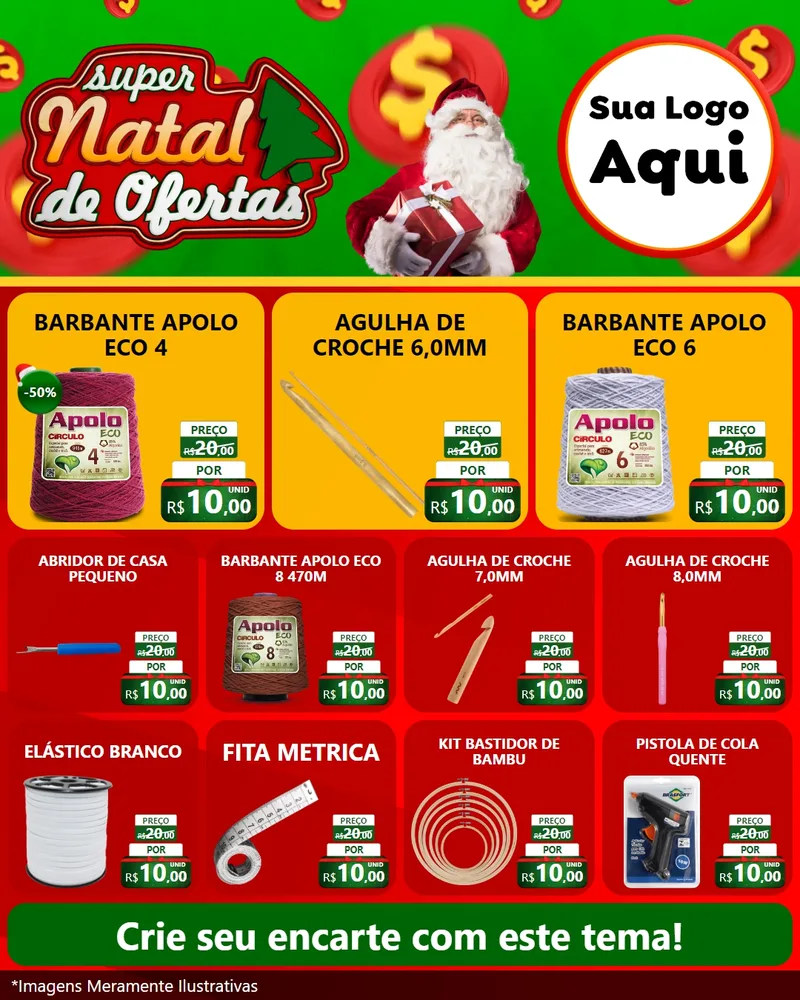 Modelo de Rede Social para Feed Instagram com o tema Super Natal de Ofertas para Armarinho e Aviamentos