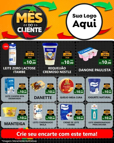 Modelo de Rede Social para Feed Instagram com o tema Mês do Cliente para Frios e Laticínios