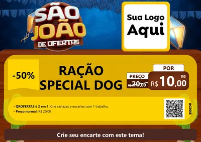 Modelo de Cartaz para Cartaz A4 Horizontal com o tema São João Ofertas Imbatíveis! - Junina para Pet Shop