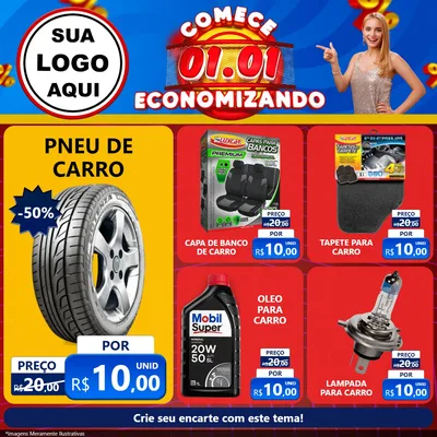 Modelo de Rede Social para Feed Facebook com o tema Comece 1º de Janeiro Economizando para Auto peças