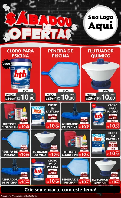 Modelo de Encarte para Encarte Grande com o tema Sabadou de Ofertas para Produtos para Piscina