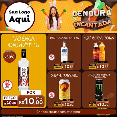 Modelo de Rede Social para Feed Facebook com o tema Cenoura Encantada - Páscoa para Distribuidora de bebidas