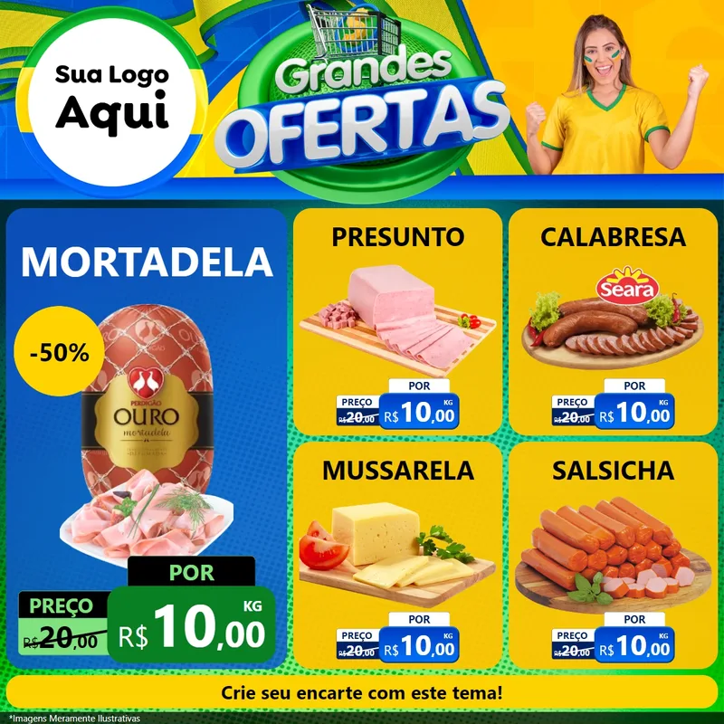 Modelo de Rede Social para Feed Facebook com o tema Grandes Ofertas para Frios e Laticínios