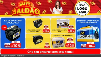 Modelo de TV para TV Horizontal com o tema Super Saldão para Baterias Elétricas