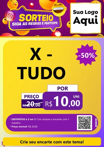 Modelo de Cartaz para Cartaz A4 Vertical com o tema Sorteio para Hamburgueria