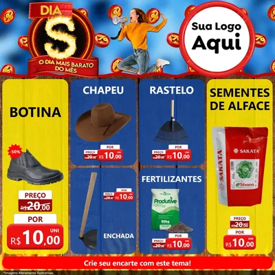Modelo de Rede Social para Feed Facebook com o tema Dia S - O Dia Mais Barato Do Mês para Agropecuária