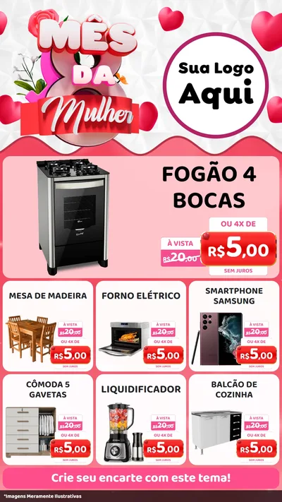 Modelo de Rede Social para Stories com o tema Mês da Mulher para Móveis e Eletro