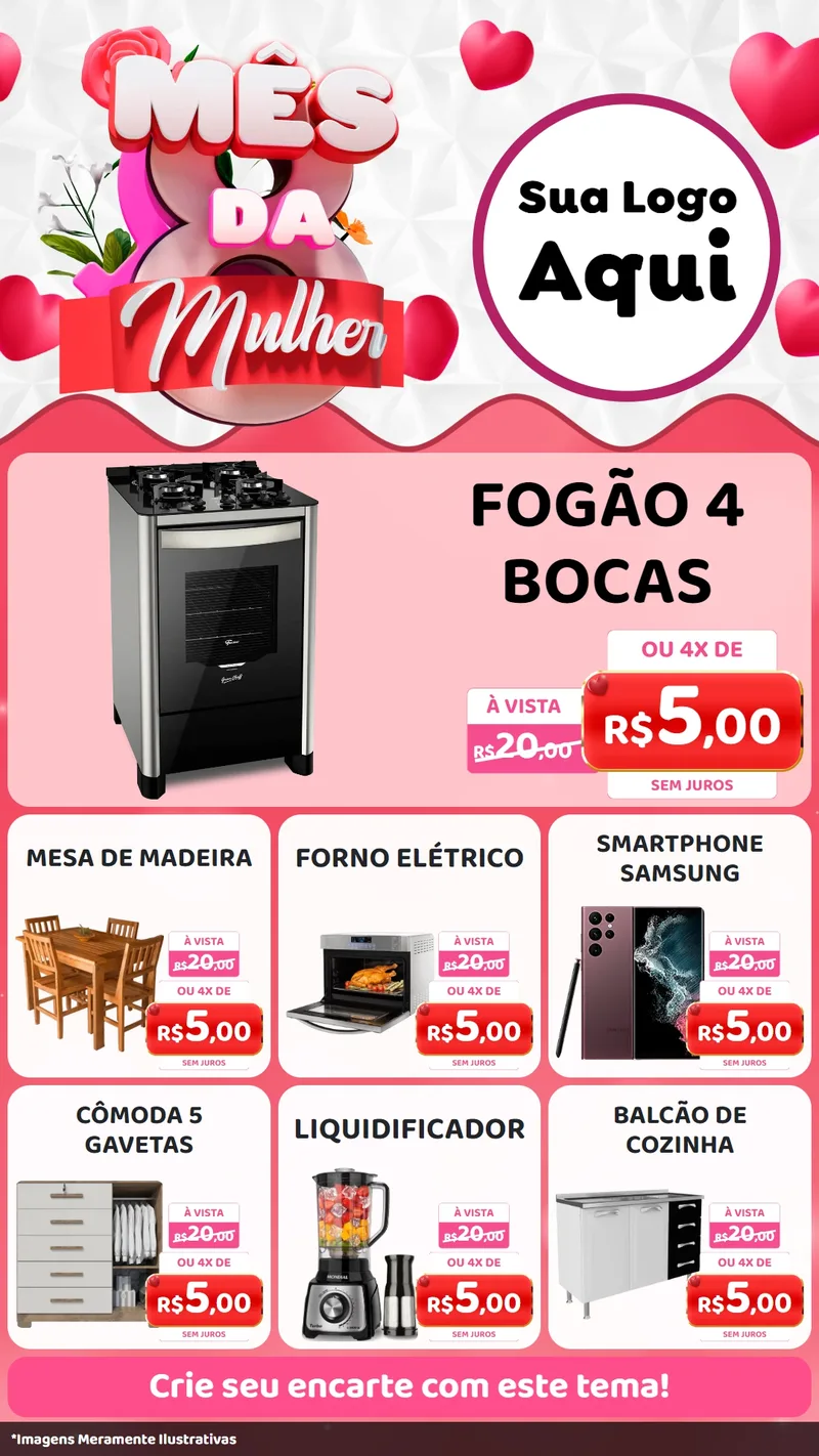 Modelo de Rede Social para Stories com o tema Mês da Mulher para Móveis e Eletro