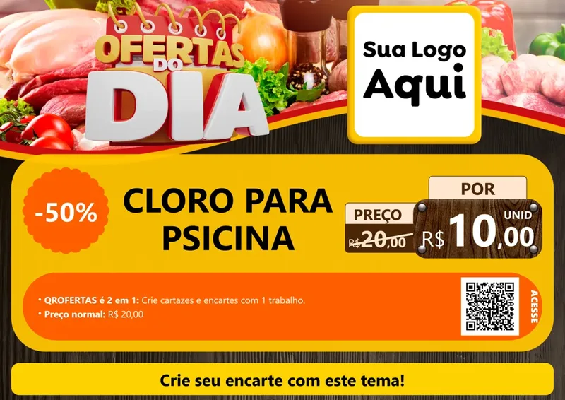 Modelo de Cartaz para Cartaz A4 Horizontal com o tema Ofertas do Dia para Produtos para Piscina