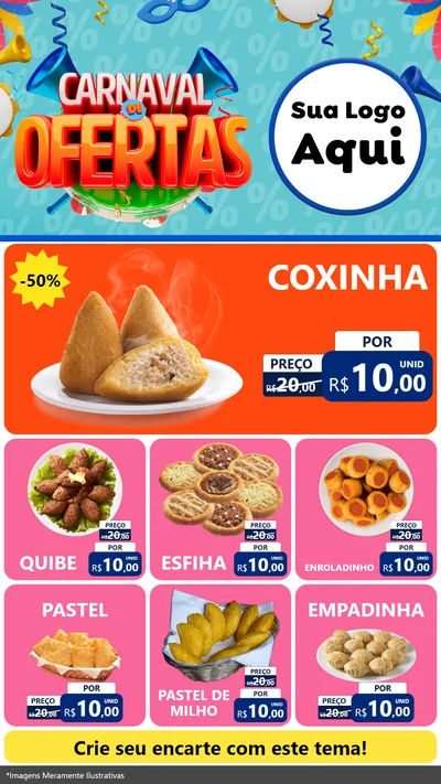 Modelo de Rede Social para Stories com o tema Carnaval de Ofertas para Salgadaria