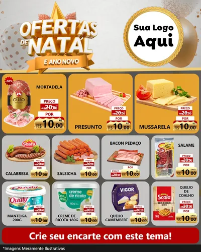 Modelo de Rede Social para Feed Instagram com o tema Ofertas De Natal E Ano Novo para Frios e Laticínios