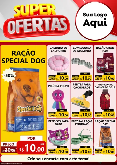 Modelo de Encarte para Encarte A4 Vertical com o tema Super Ofertas para Pet Shop