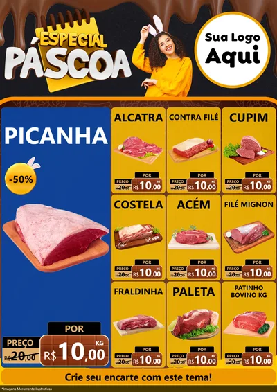 Modelo de Encarte para Encarte A4 Vertical com o tema Especial Páscoa para Açougue