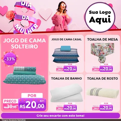 Modelo de Rede Social para Feed Facebook com o tema Dia da Mulher para Cama, Mesa e Banho