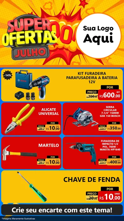 Modelo de TV para TV Vertical com o tema Super Ofertas Julho para Maquinas e Ferramentas