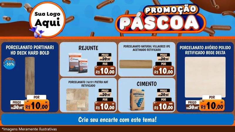 Modelo de TV para TV Horizontal com o tema Promoção Páscoa para Pisos e revestimentos