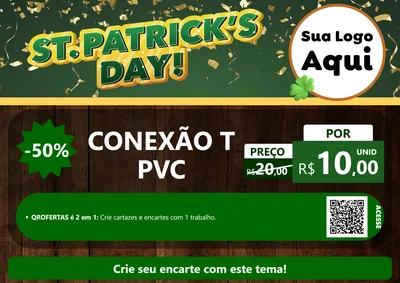 Modelo de Cartaz para Cartaz A4 Horizontal com o tema St Patriks Day para Tubos e conexões