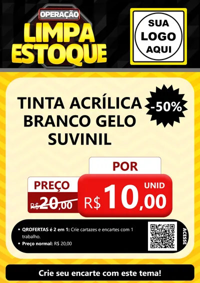 Modelo de Cartaz para Cartaz A4 Vertical com o tema Operação Limpa Estoque para Tintas e Ferramentas