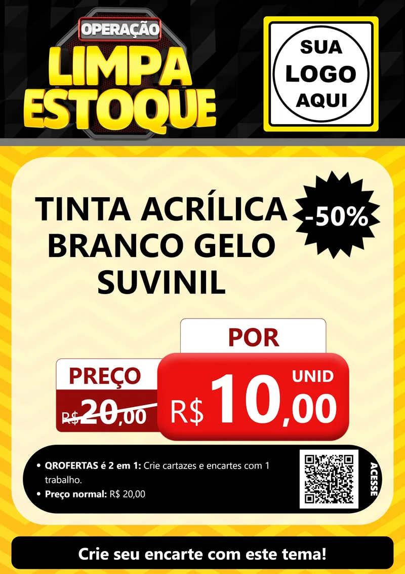 Modelo de Cartaz para Cartaz A4 Vertical com o tema Operação Limpa Estoque para Tintas e Ferramentas