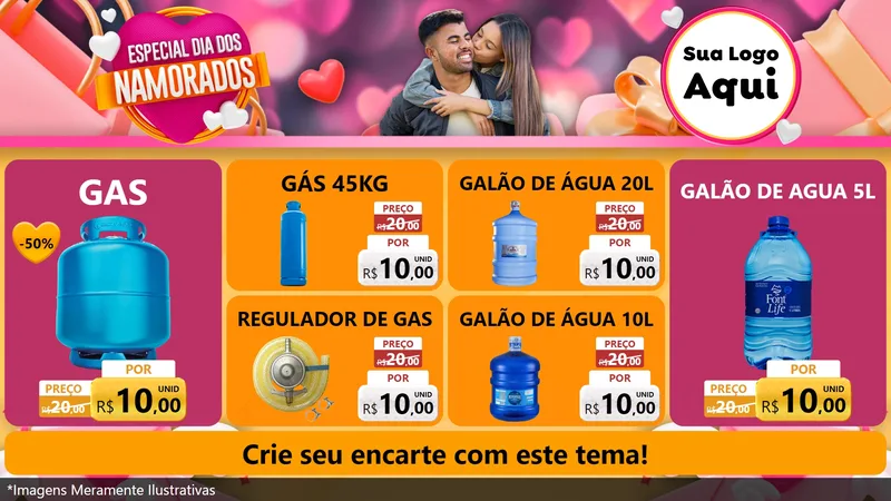 Modelo de TV para TV Horizontal com o tema Especial Dia dos Namorados para Água e gás