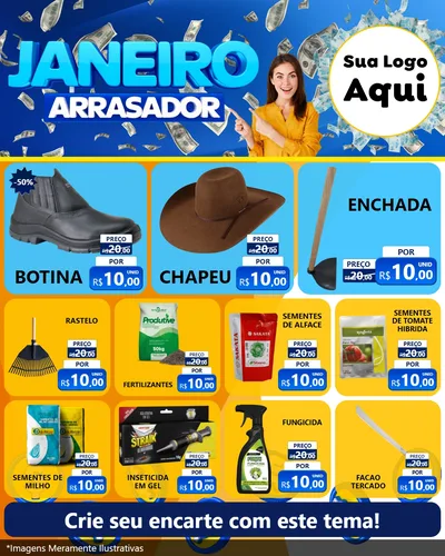 Modelo de Rede Social para Feed Instagram com o tema Janeiro Arrasador para Agropecuária