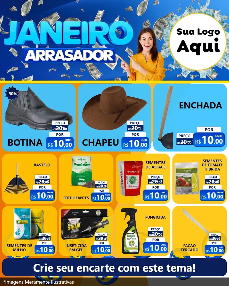 Modelo de Rede Social para Feed Instagram com o tema Janeiro Arrasador para Agropecuária