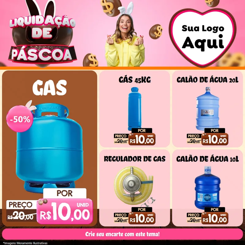 Modelo de Rede Social para Feed Facebook com o tema Liquidação de Páscoa para Água e gás