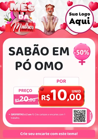 Modelo de Cartaz para Cartaz A4 Vertical com o tema Mês da Mulher para Produtos de Limpeza