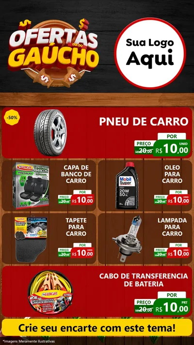 Modelo de TV para TV Vertical com o tema Ofertas Dia do Gaúcho para Auto peças
