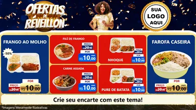 Modelo de TV para TV Horizontal com o tema Ofertas de Réveillon para Restaurante