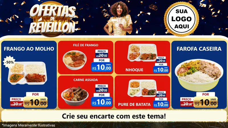 Modelo de TV para TV Horizontal com o tema Ofertas de Réveillon para Restaurante