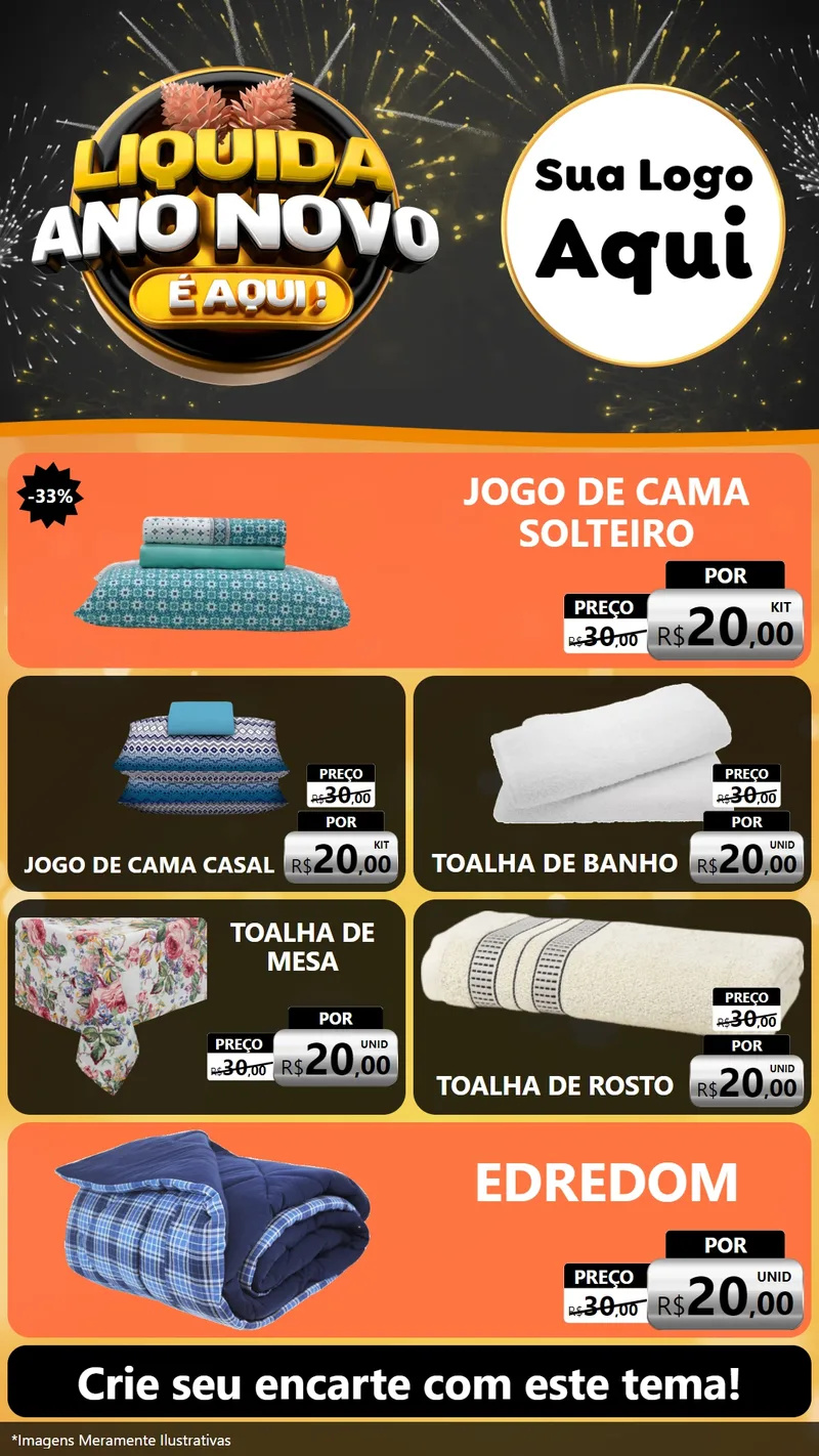 Modelo de TV para TV Vertical com o tema Liquida Ano Novo É Aqui! para Cama, Mesa e Banho