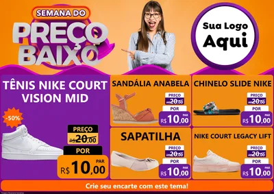 Modelo de Encarte para Encarte A4 Horizontal com o tema Semana do Preço Baixo para Calçados