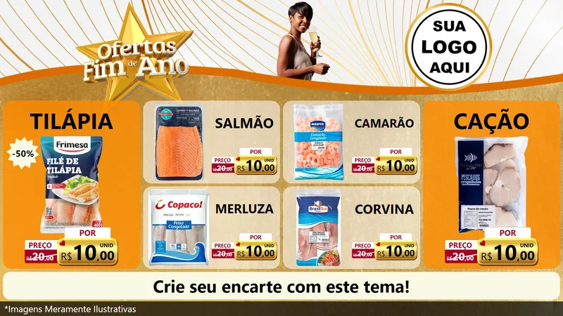Modelo de TV para TV Horizontal com o tema Ofertas Fim de Ano para Peixaria