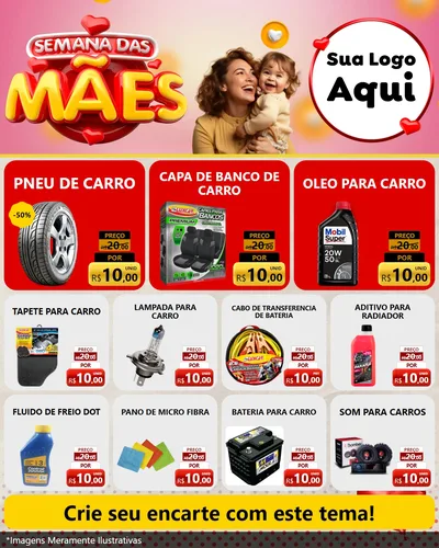 Modelo de Rede Social para Feed Instagram com o tema Semana das Mães para Auto peças