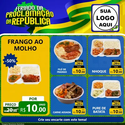 Modelo de Rede Social para Feed Facebook com o tema Feriado da Proclamação da República para Restaurante