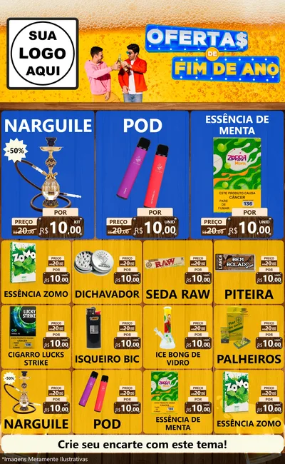 Modelo de Encarte para Encarte Grande com o tema Ofertas de Fim de Ano para Tabacaria