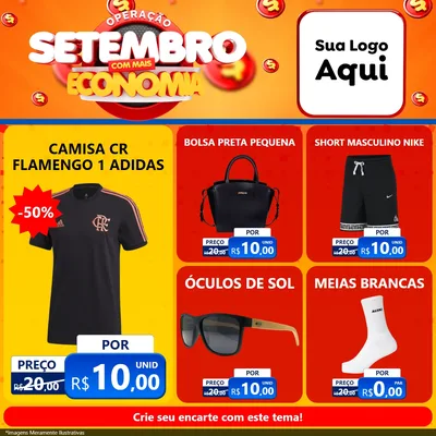 Modelo de Rede Social para Feed Facebook com o tema Operação Setembro Com Muita Economia para Roupas e acessórios