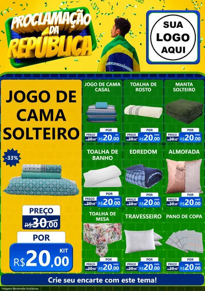 Modelo de Encarte para Encarte A4 Vertical com o tema Proclamação da República para Cama, Mesa e Banho