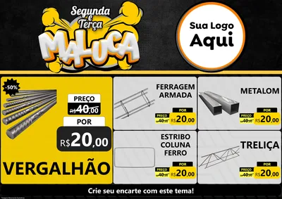 Modelo de Encarte para Encarte A4 Horizontal com o tema Segunda e Terça Maluca para Ferragens