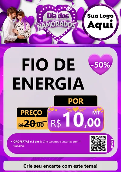 Modelo de Cartaz para Cartaz A4 Vertical com o tema Dia dos Namorados para Materiais Elétricos