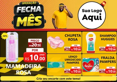 Modelo de Encarte para Encarte A4 Horizontal com o tema Operação Fecha Mês para Bebês
