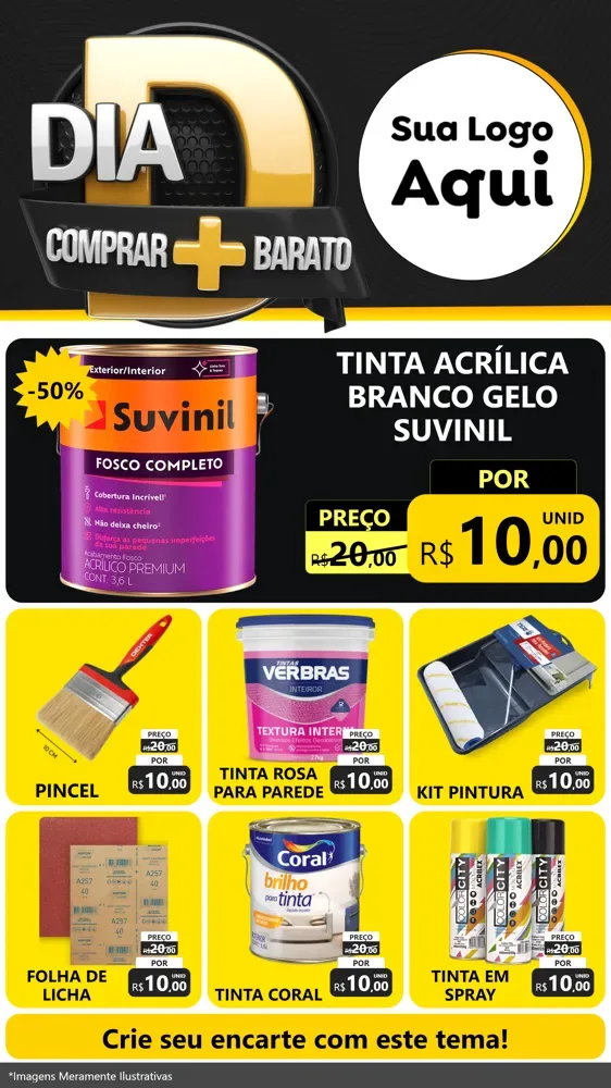 Modelo de Rede Social para Stories com o tema Dia D Mais Economia para Tintas e Ferramentas